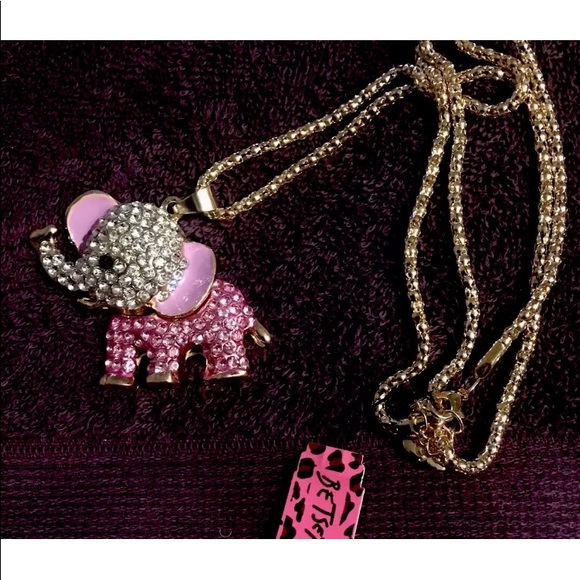 Pink Red Rhinestone Betsey Johnson Elephant - Picture 3 of 4